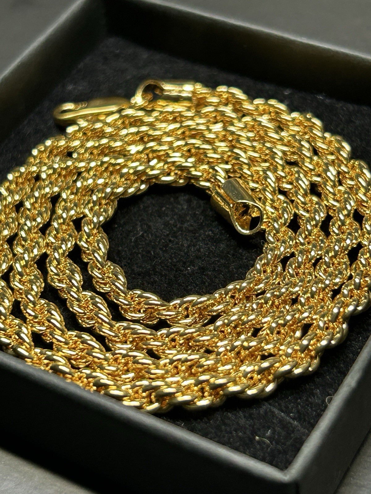 18K Gold Plated Rope Chain Necklace 20.5” 4.0 mm 27.0g Heavy Link Chain
