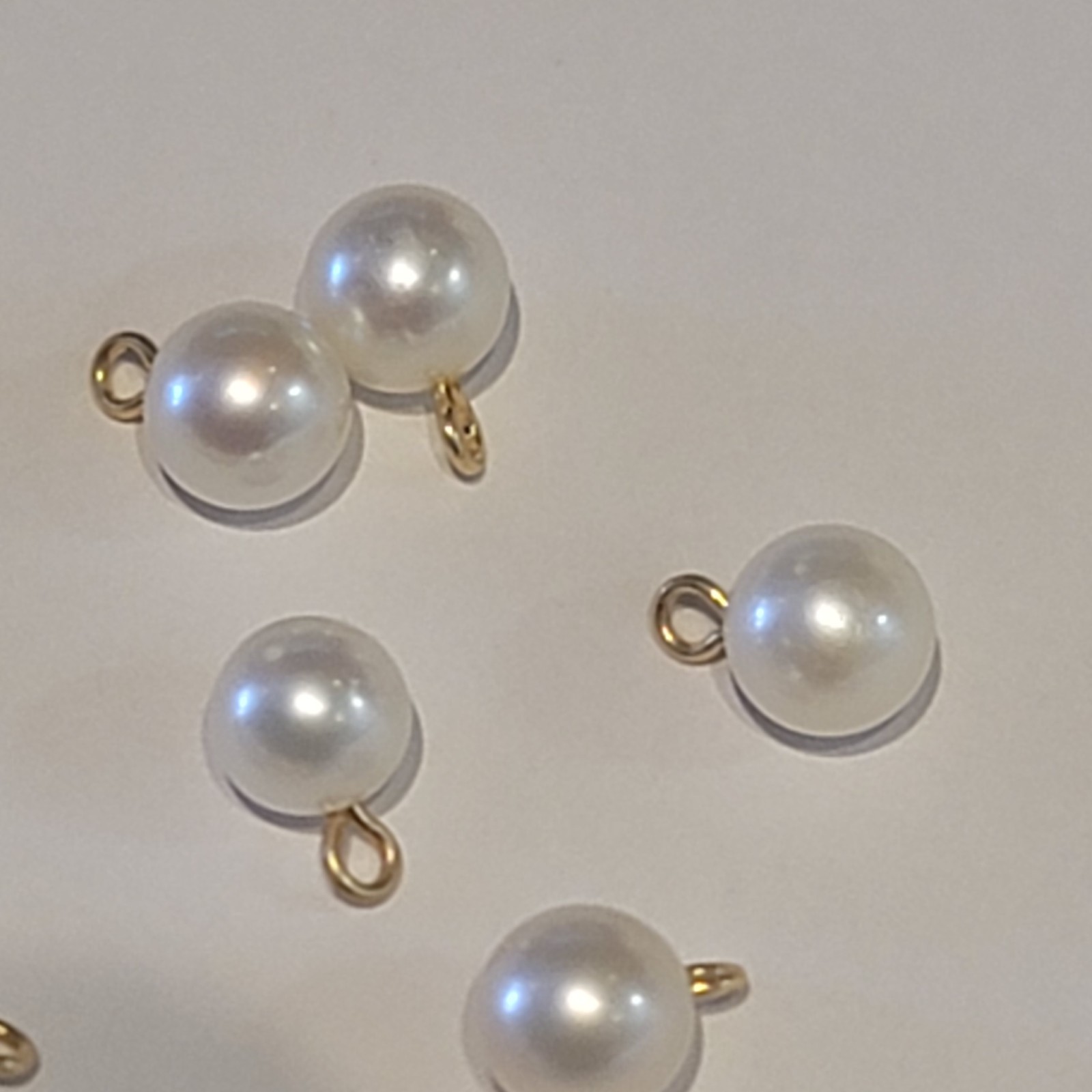 TWO AA Quality 6 MM Full ROUND Akoya Pearl 14kt Gold Drops Marked 585 For 14kt