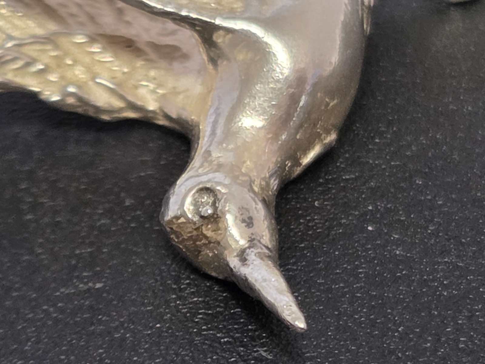 HUMMINGBIRD Sterling Silver Pendant Charm Vtg 925 3D Bird Flying 1.25″ Tall