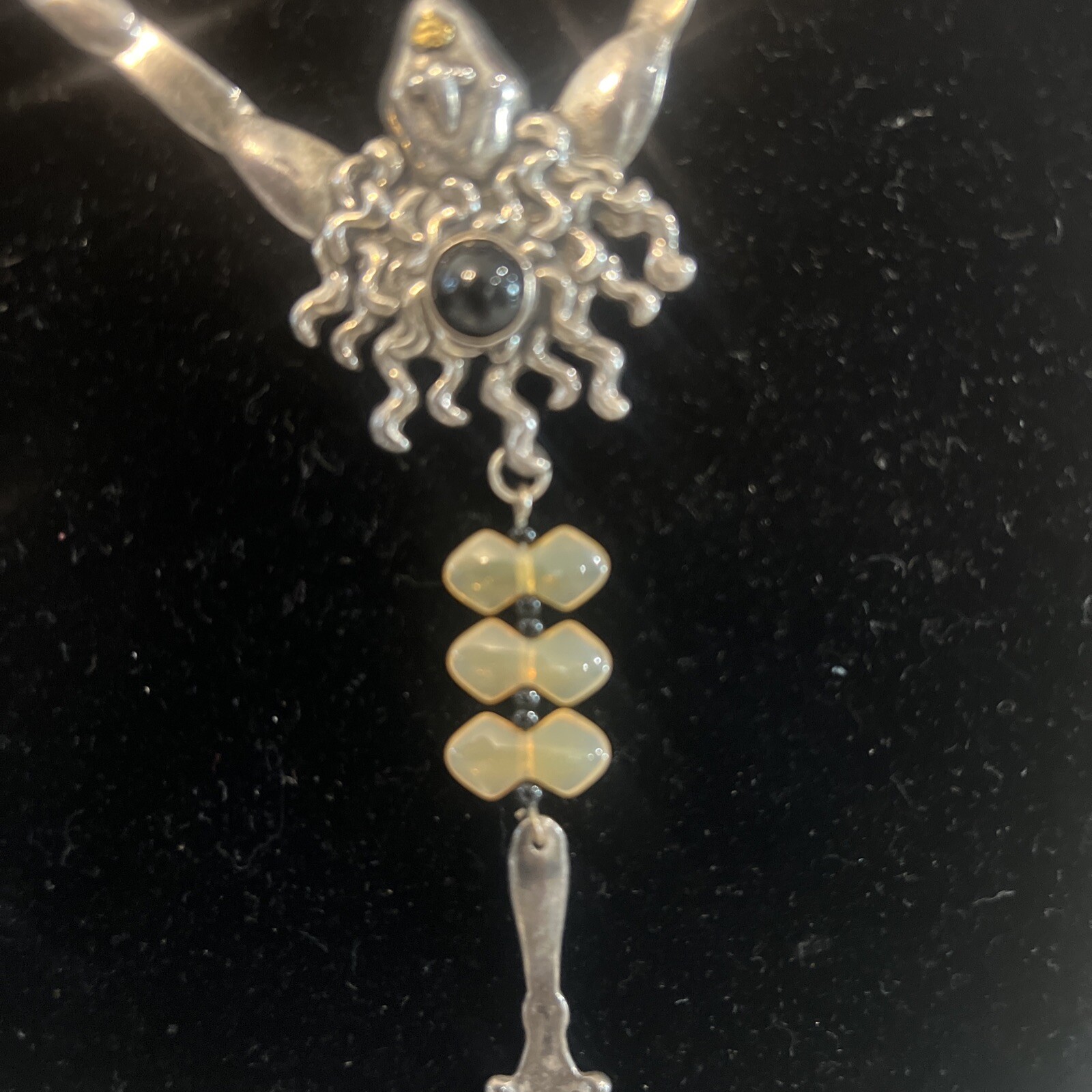 Crazy Modernist Debra Dembowski Nude Figures Sterling Silver Opal Beads Necklace