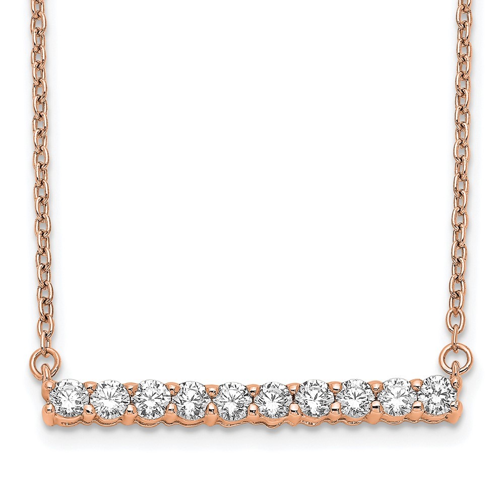 14k Rose Gold 1/2 carat Lab Grown Diamond Bar Pendant Necklace 18″ VS/SI, G