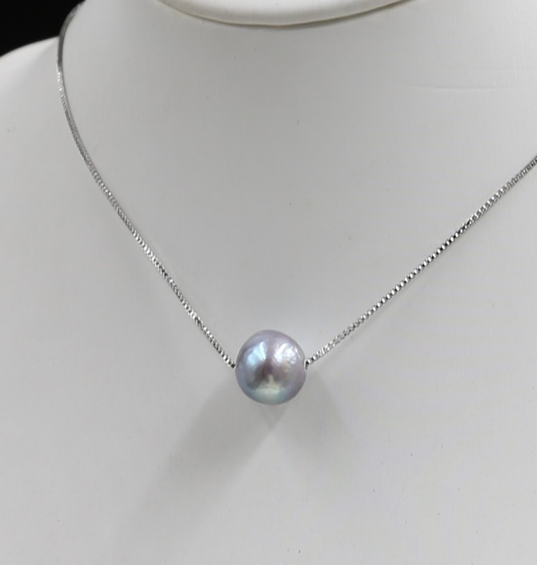 June Pearl South Sea Natural 10-12 mm Grey 18 ” Pearl Necklace 925s