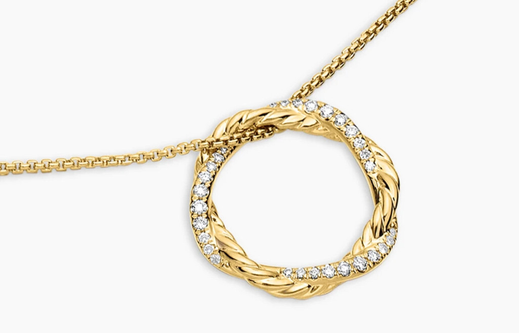 DAVID YURMAN 18K SOLID GOLD INFINITY CROSSOVER DIAMOND BOX CHAIN NECKLACE