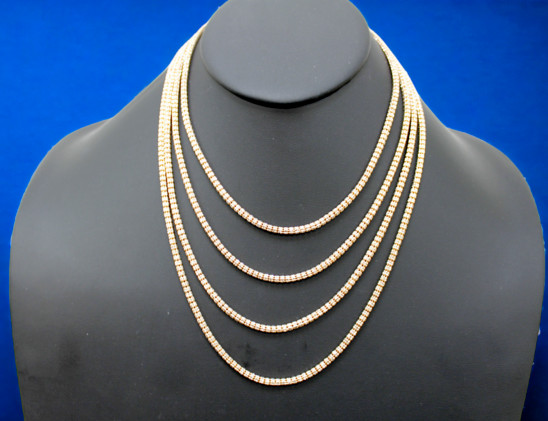 14K Yellow Gold SOLID Ice Link Pave Necklace Bracelet Chain Gold 2mm-5mm 7″-30″