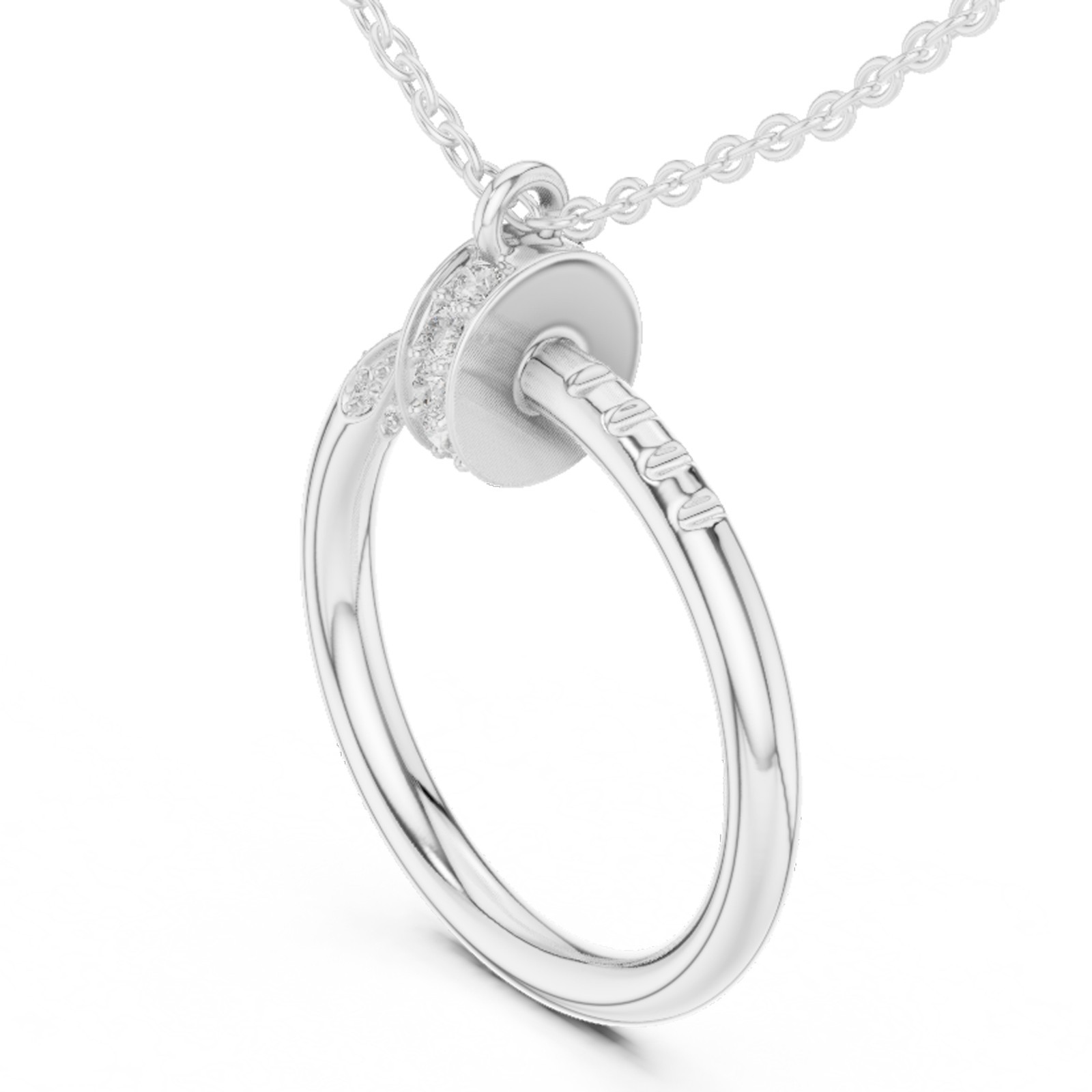 Round Certified Natural Diamond Petite Shank Minimalist Pendant 14K Gold Over