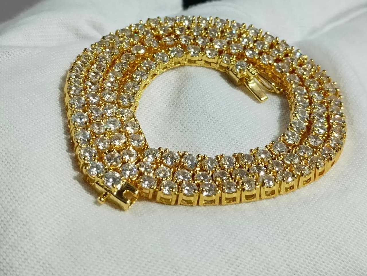 15Ct Round Cut Lab Created Diamond Gorgeous Necklace 14K Yellow Gold Plated 18′