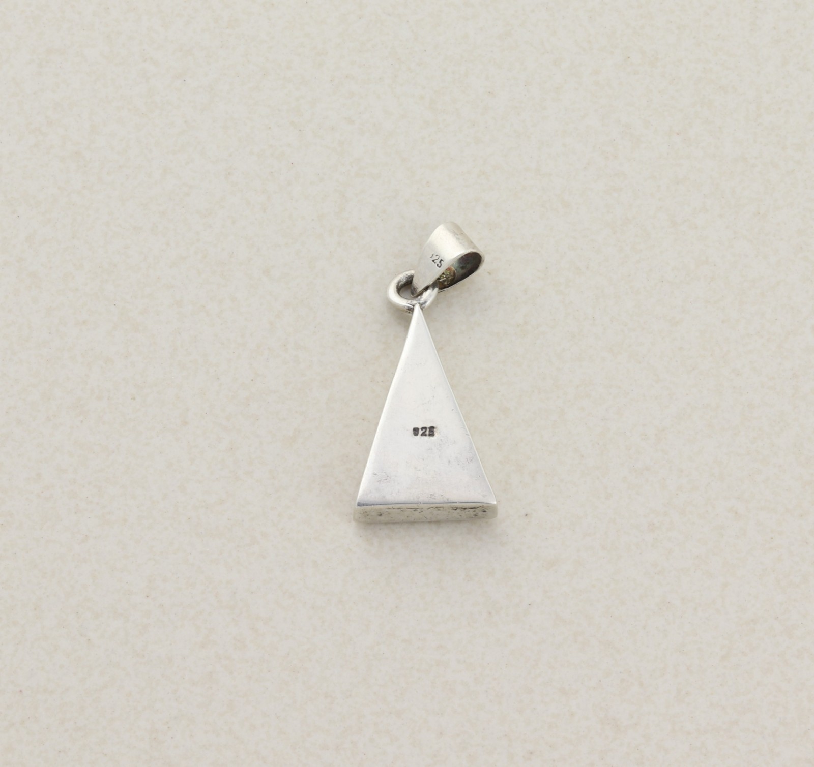 Pendant Only Sterling Silver Mother of Pearl Triangle Pendant 1 1/4″ x 1/2″ inch