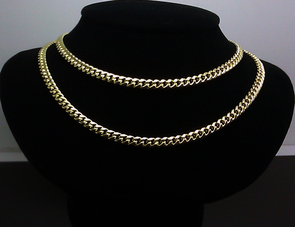 26″ 5mm Real 10K Gold Chain Men women Miami Cuban Chain link Necklace Yellow