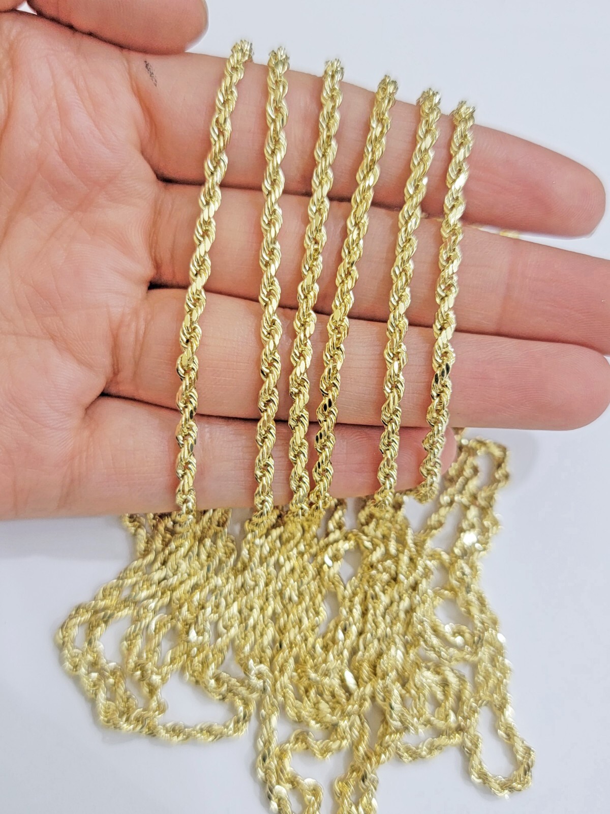 Real 14k Yellow Gold Rope Chain Necklace 18″-26″ 3mm Diamond Cut 14kt Men Women