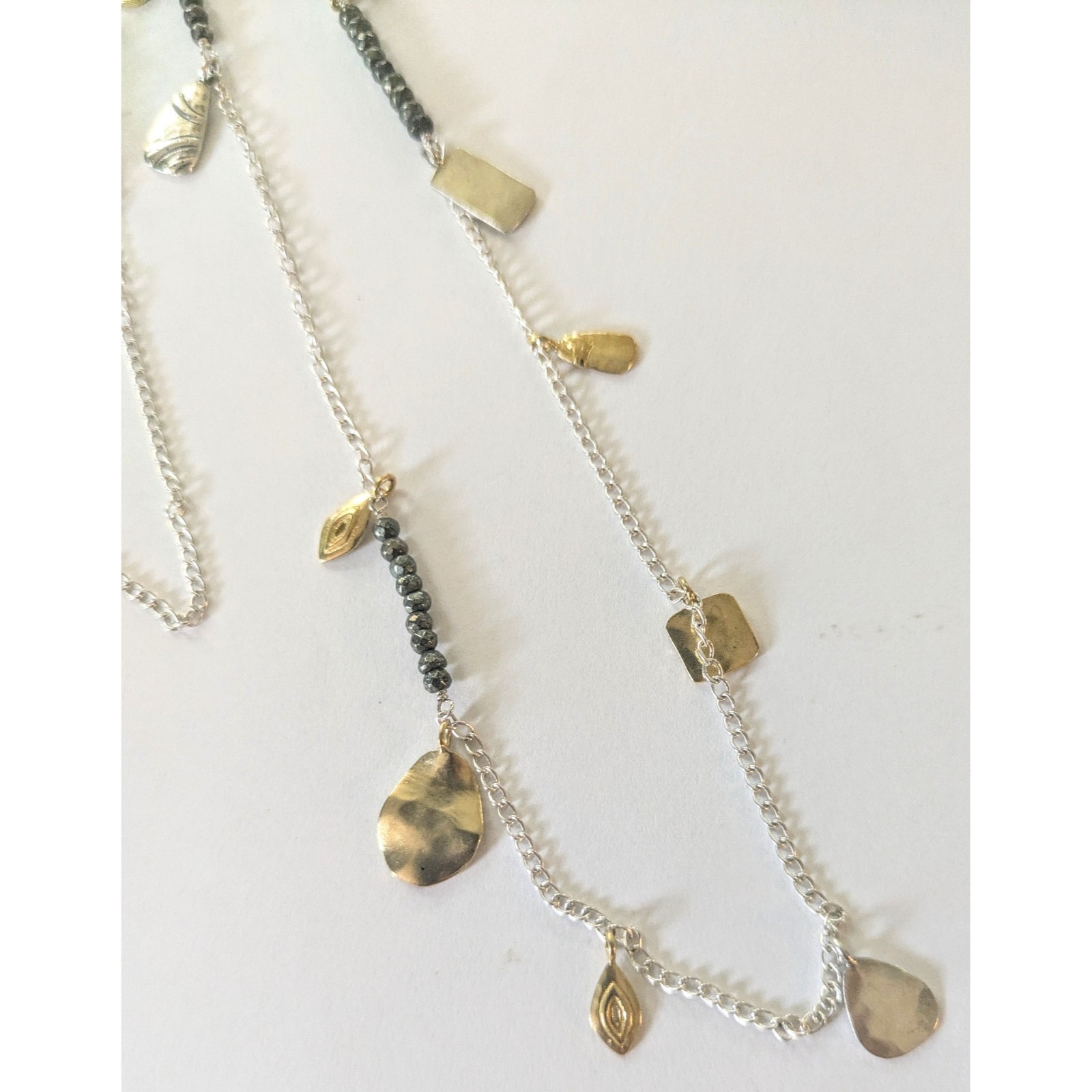 SILPADA Sterling Silver Brass & Pyrite PEDAL TO THE METAL Necklace 36″ N3026