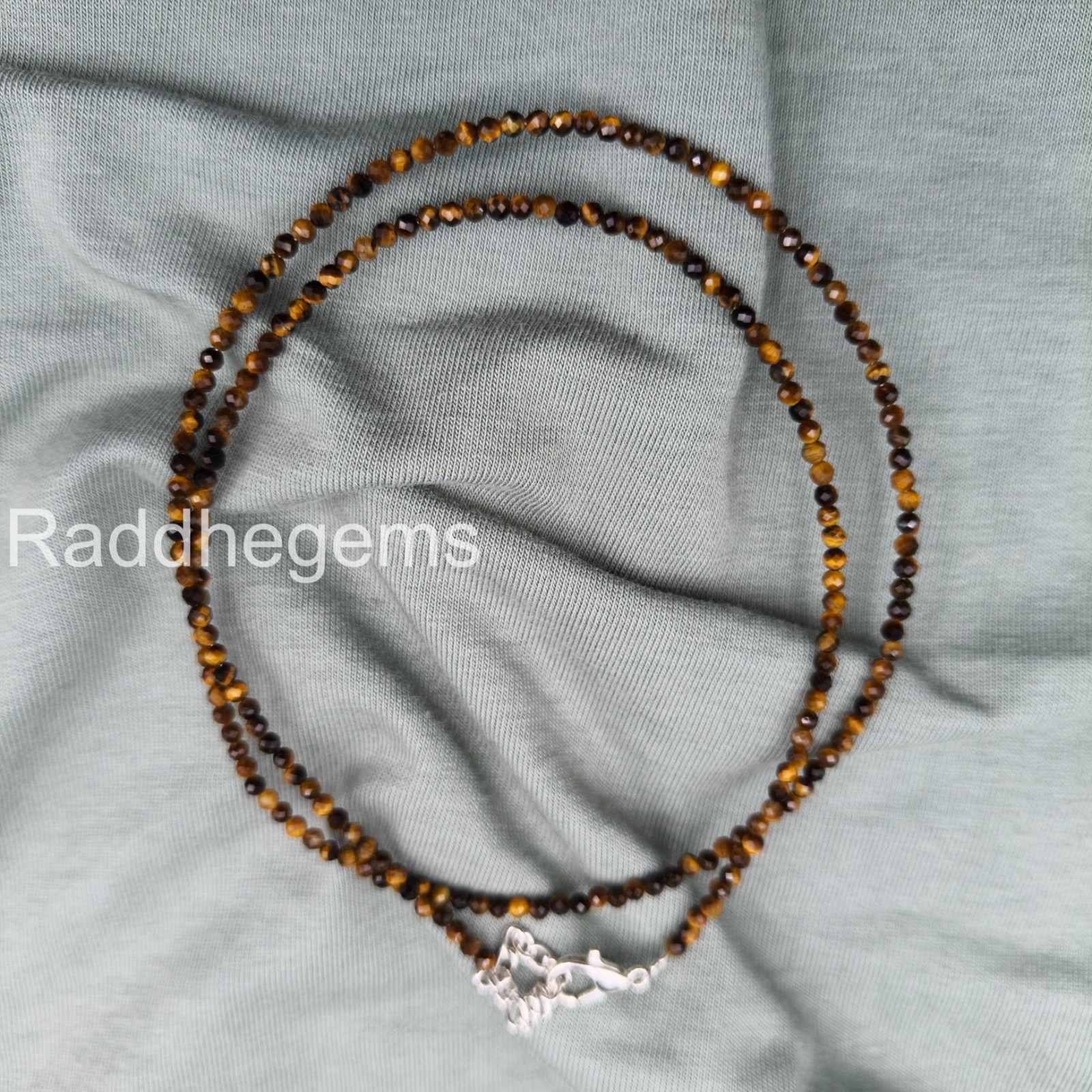 Tiger’s Eye Beaded Necklace, Brown Gemstone Necklace, Minimalist Crystal Jewelry
