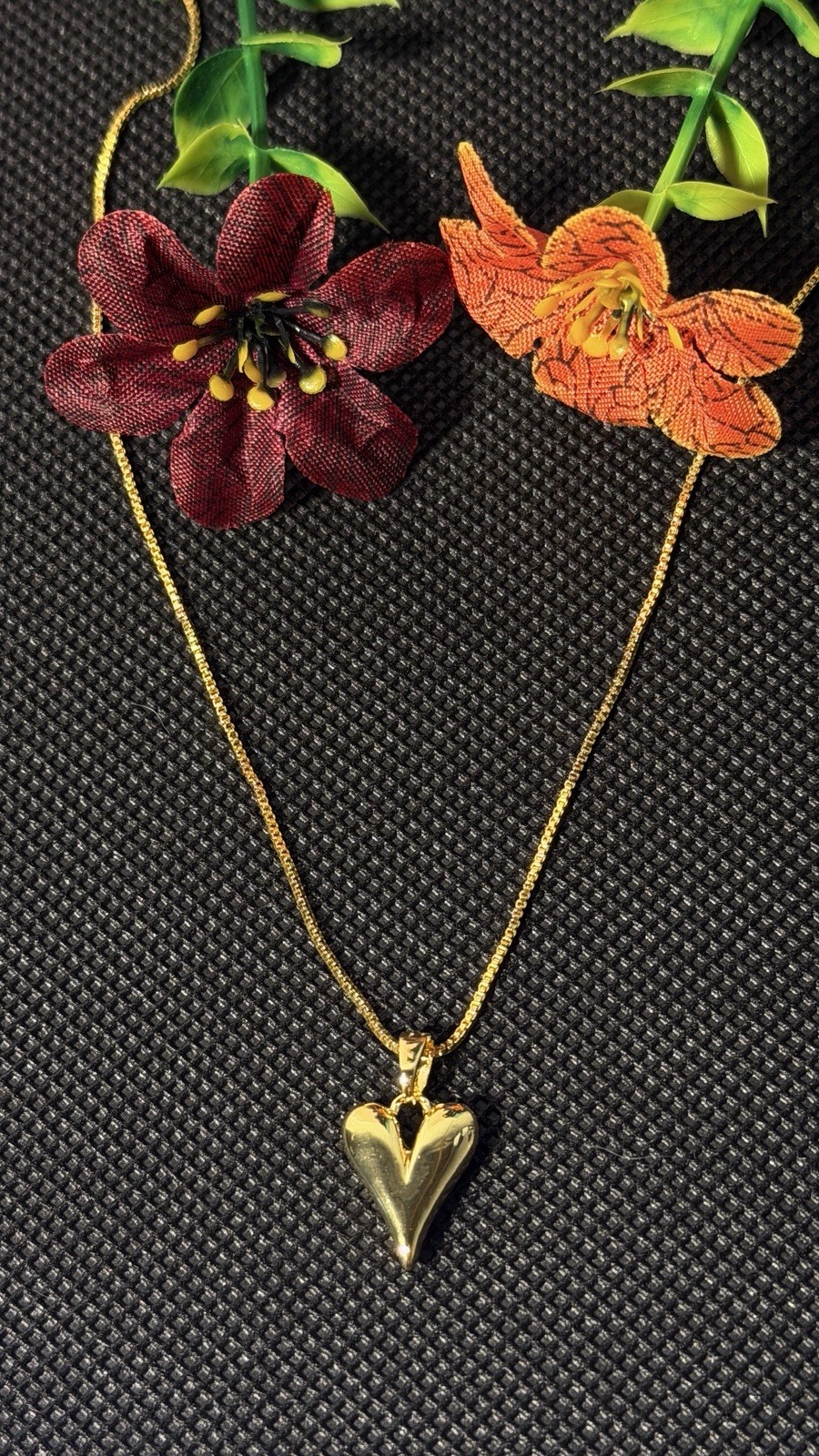Gold Plated 925 Sterling Silver Box Chain With Heart Pendant