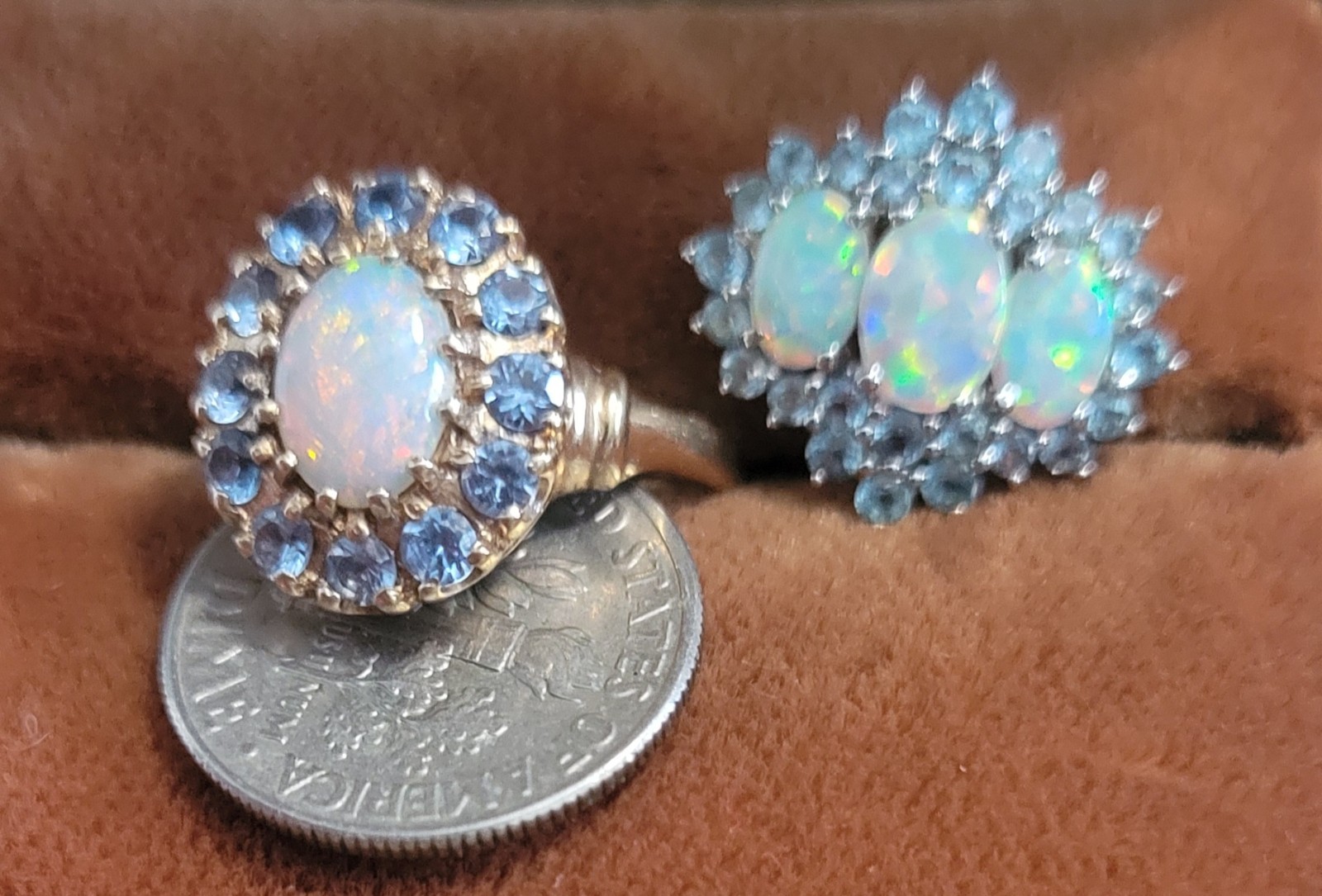 Opal And Blue Topaz Ring & Pendant