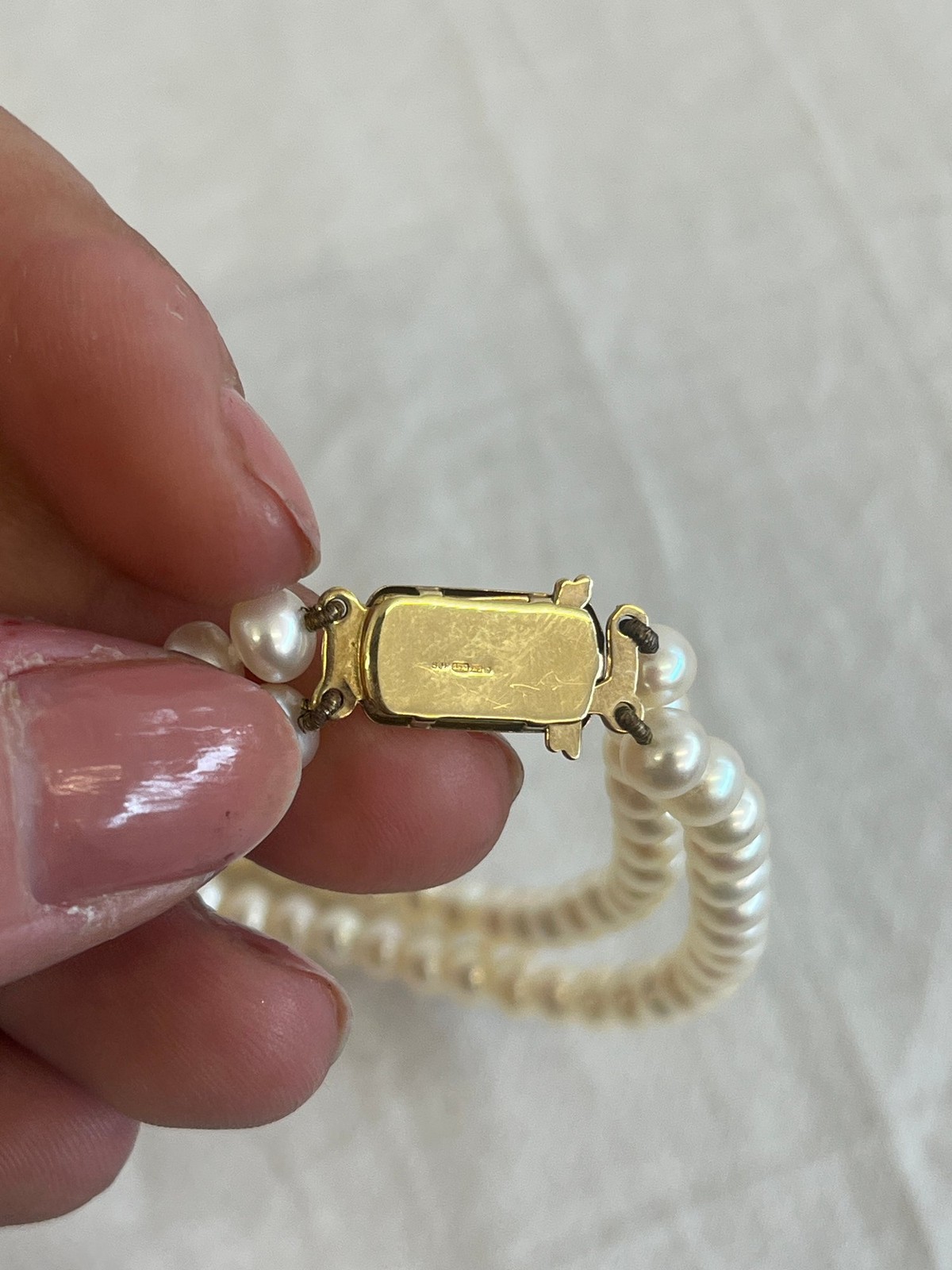 Vintage Lotus 9ct Gold Cultured Pearls Double Strand Necklace with Box