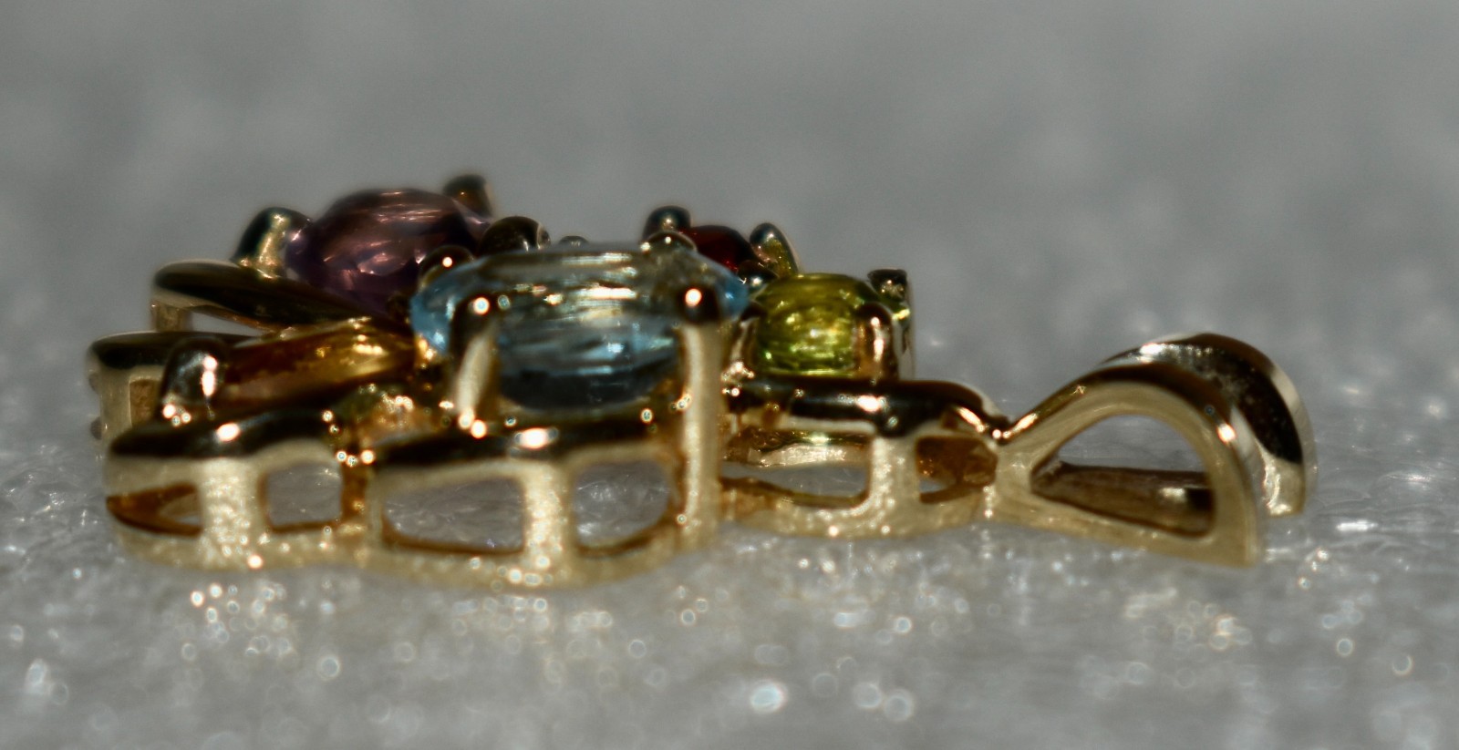 Multi Gemstone 14K Gold Pendant Garnet—Topaz—Citrine—Amethyst—Peridot 3.66 gm