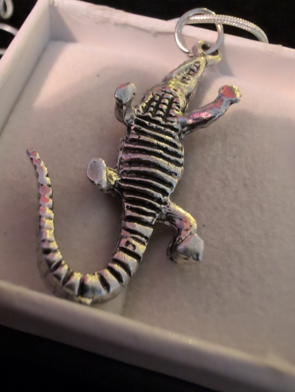 Thick Solid Sterling 925 Alligator Pendant Bayou Hunter Louisiana Ori. Cast 12G