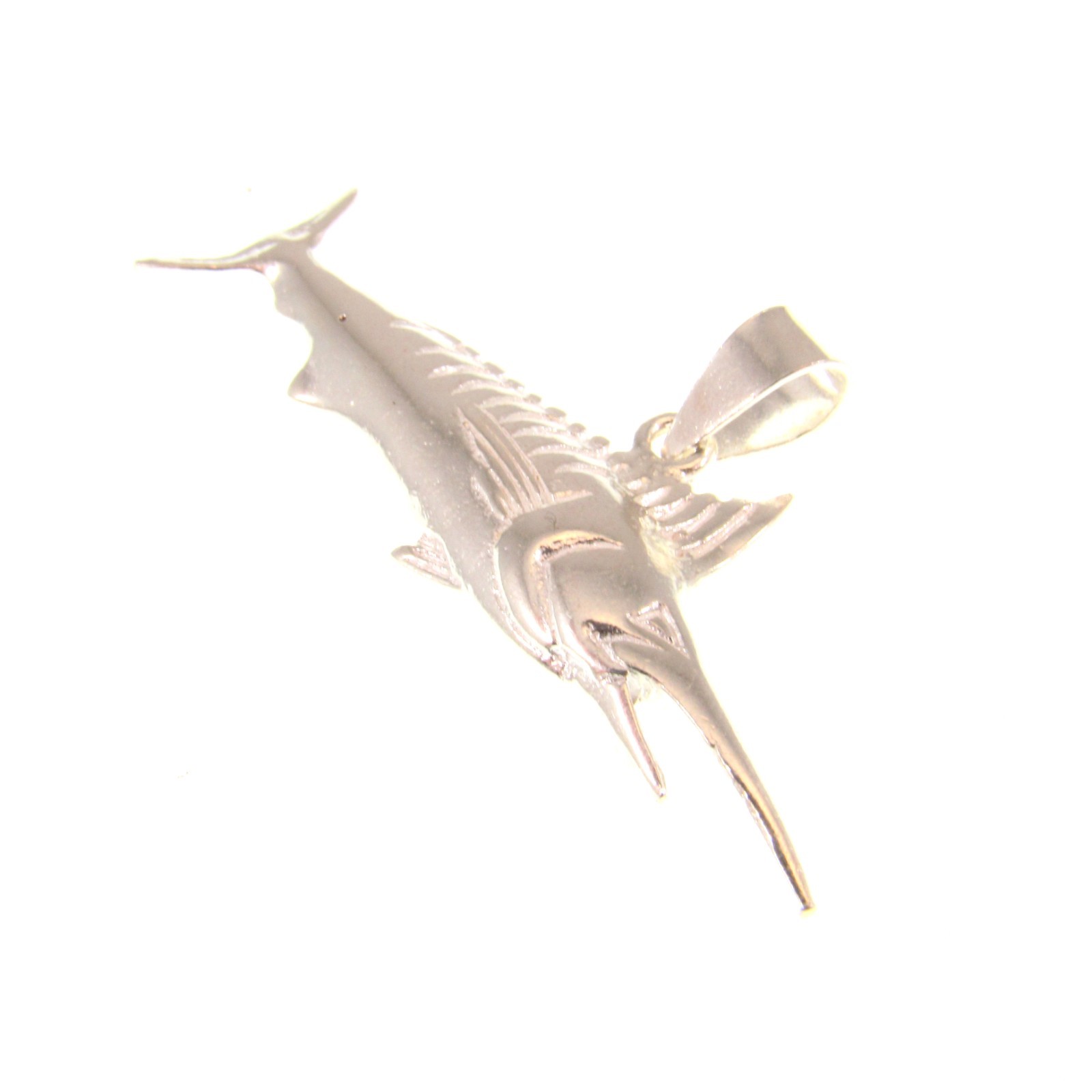 Solid 925 Sterling Silver Swordfish Marlin Pendant Men’s Nautical Jewelry Gift