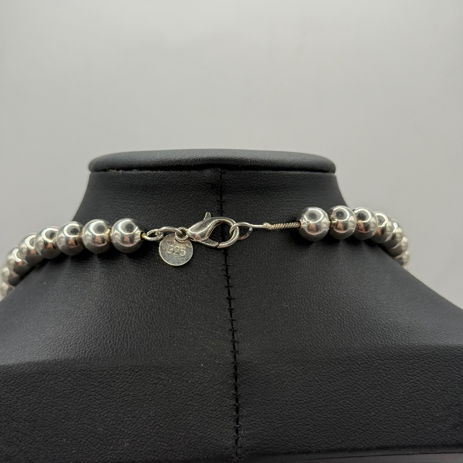 Sterling Silver 925 Round Ball Beaded 20″ Necklace 9mm Marked Heavy 28g Lobster