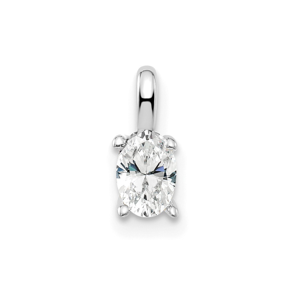 0.33Ct Lab Grown Diamond 5.35×3.65mm Oval Solitaire Pendant 14K White Gold