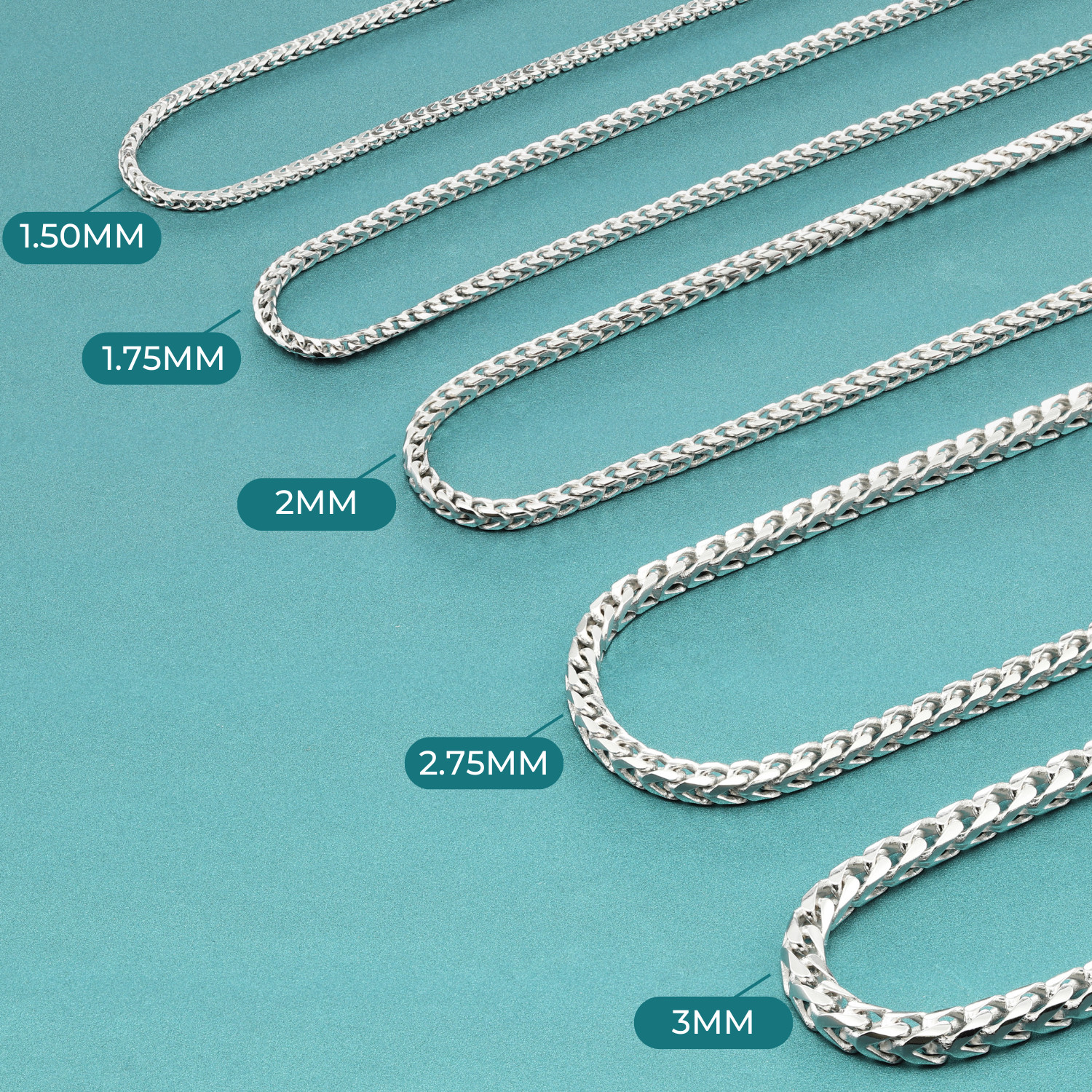 Solid 925 Sterling Silver 1.5mm-3mm Franco Chain Italian Pendant Necklace 16-26″