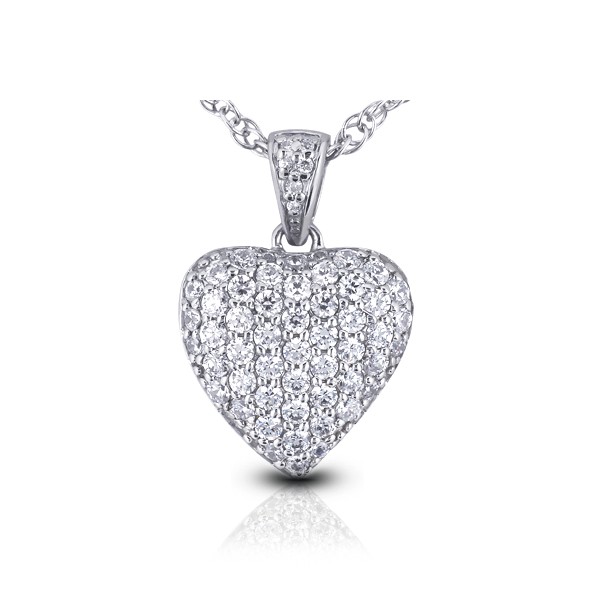 0.62ctw F/VS2 Round Cut Natural Certified Diamonds White Gold Pendant + Chain