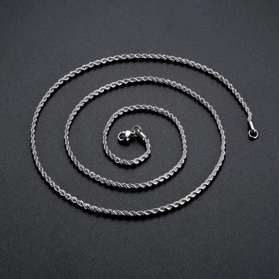 Rope Chain Necklace 925 Sterling Silver 2mm 3mm 4mm Men Classic Lobster Jewelry