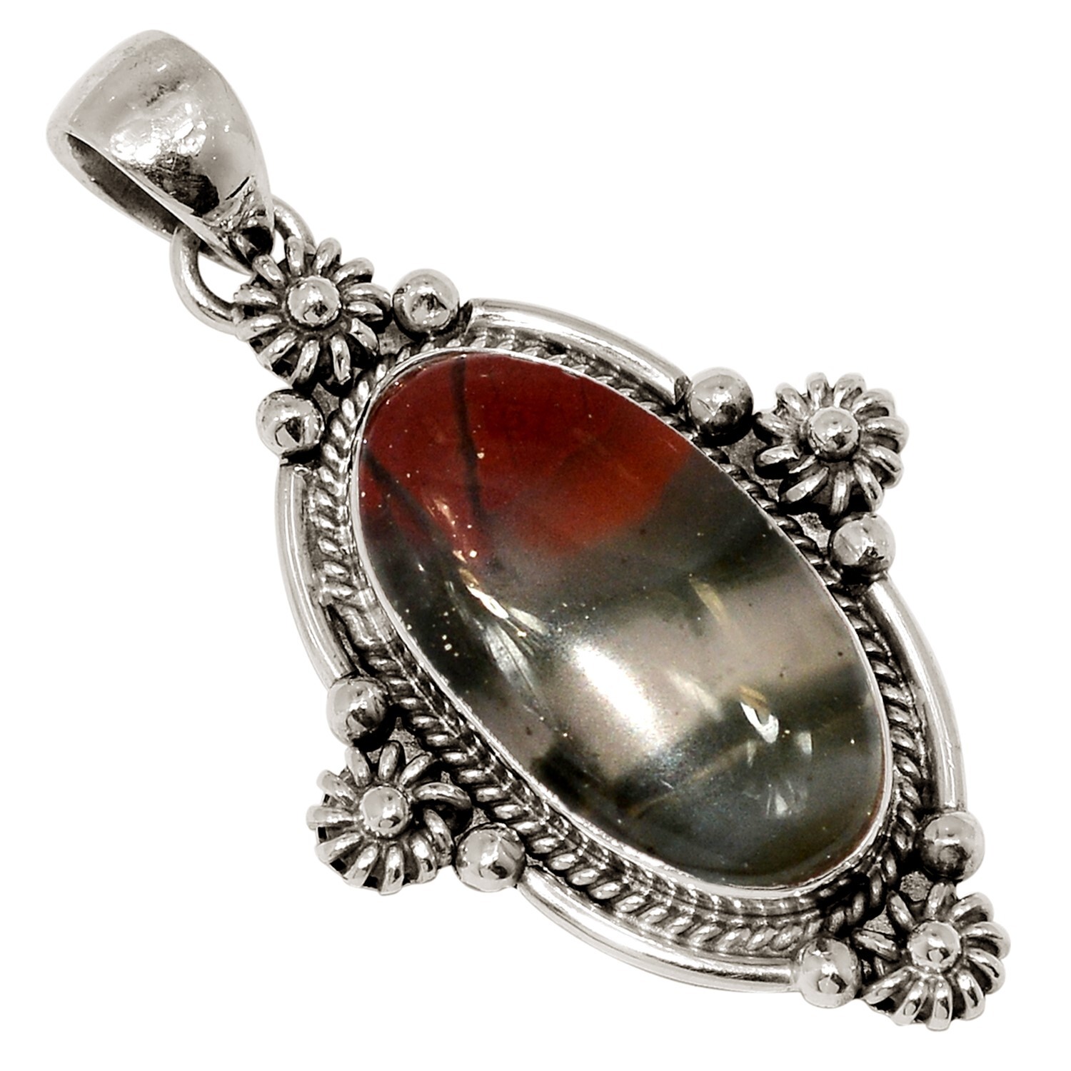 Southwest – Natural Blood Stone – India 925 Silver Pendant Jewelry ALLP-29680