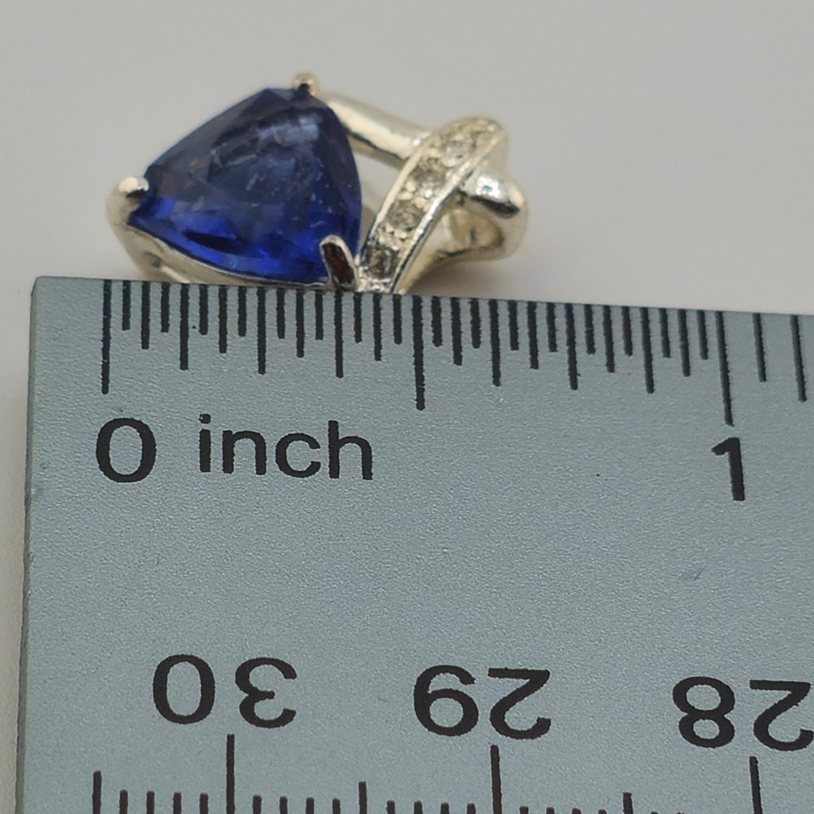 925 Sterling Silver Blue Trillion Pendant with Clear Accent Stones Modern