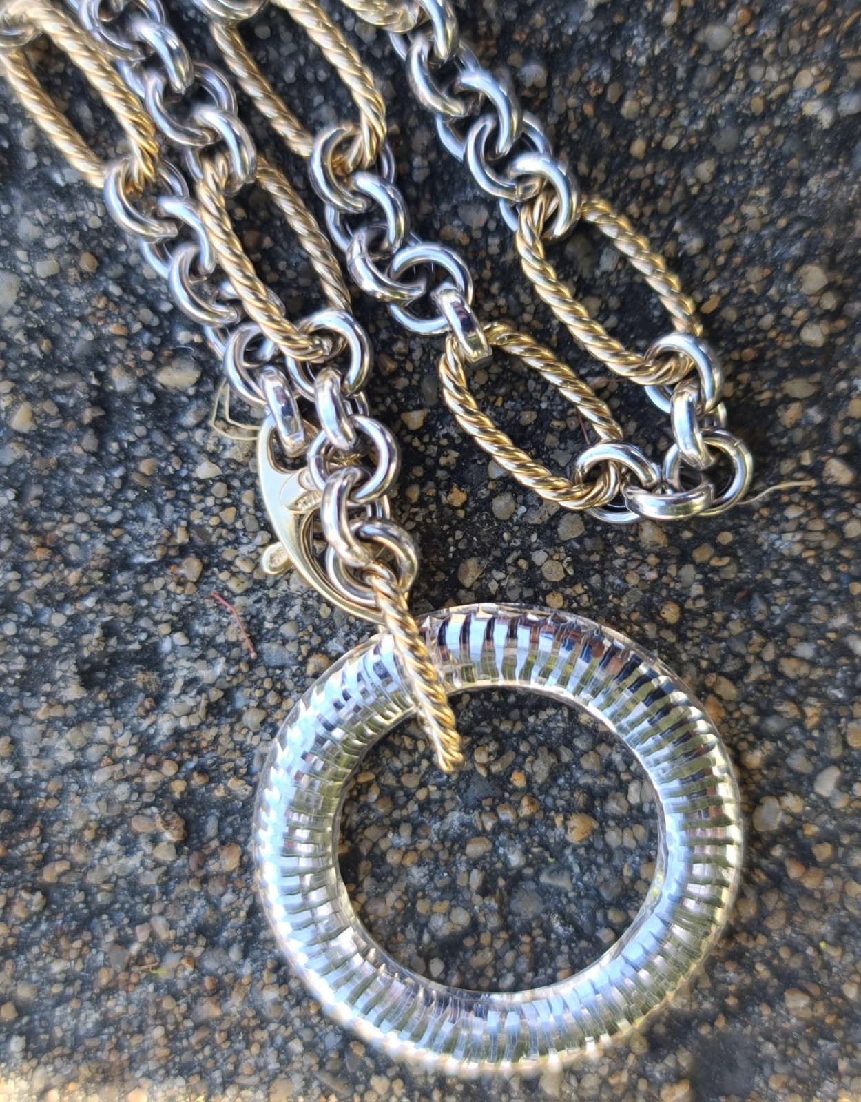 14k Solid Yellow & White Gold Chain Necklace Adjustable Up To 21.5″ ITALY 15.7gr