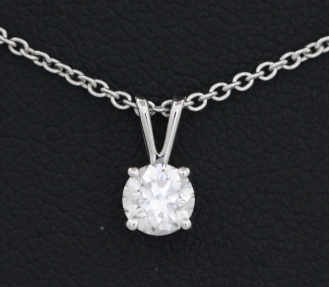 14K White Gold IGI 0.35 ct Lab Grown Diamond Pendant & Necklace 18″ ~ 2.1gr