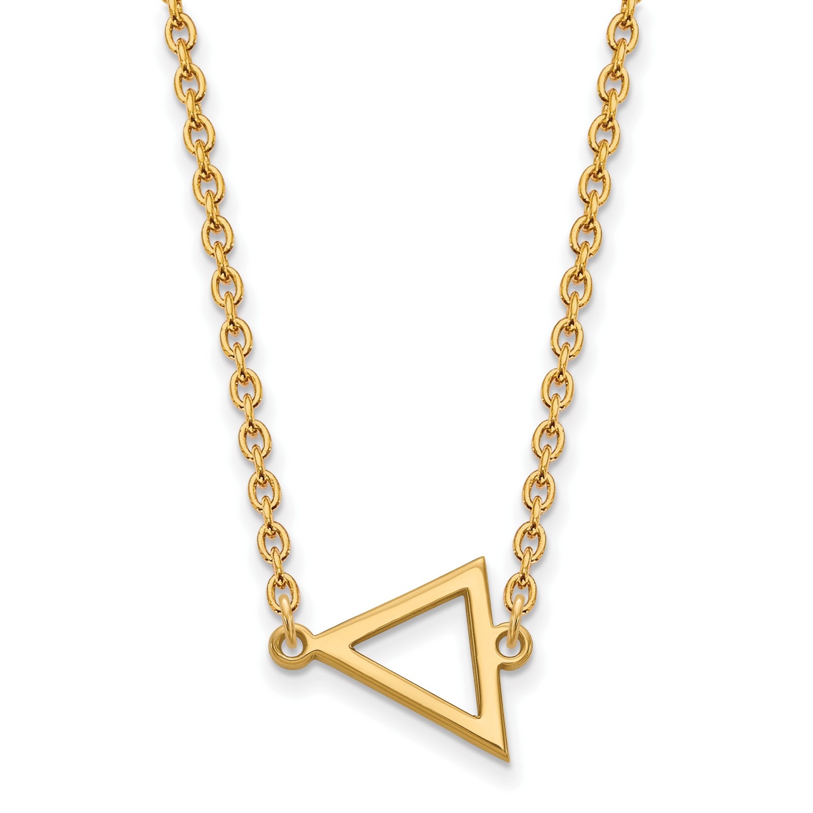 Gold Plated 925 Silver LogoArt Miami Ohio Small Triangle Pendant 18in Necklace
