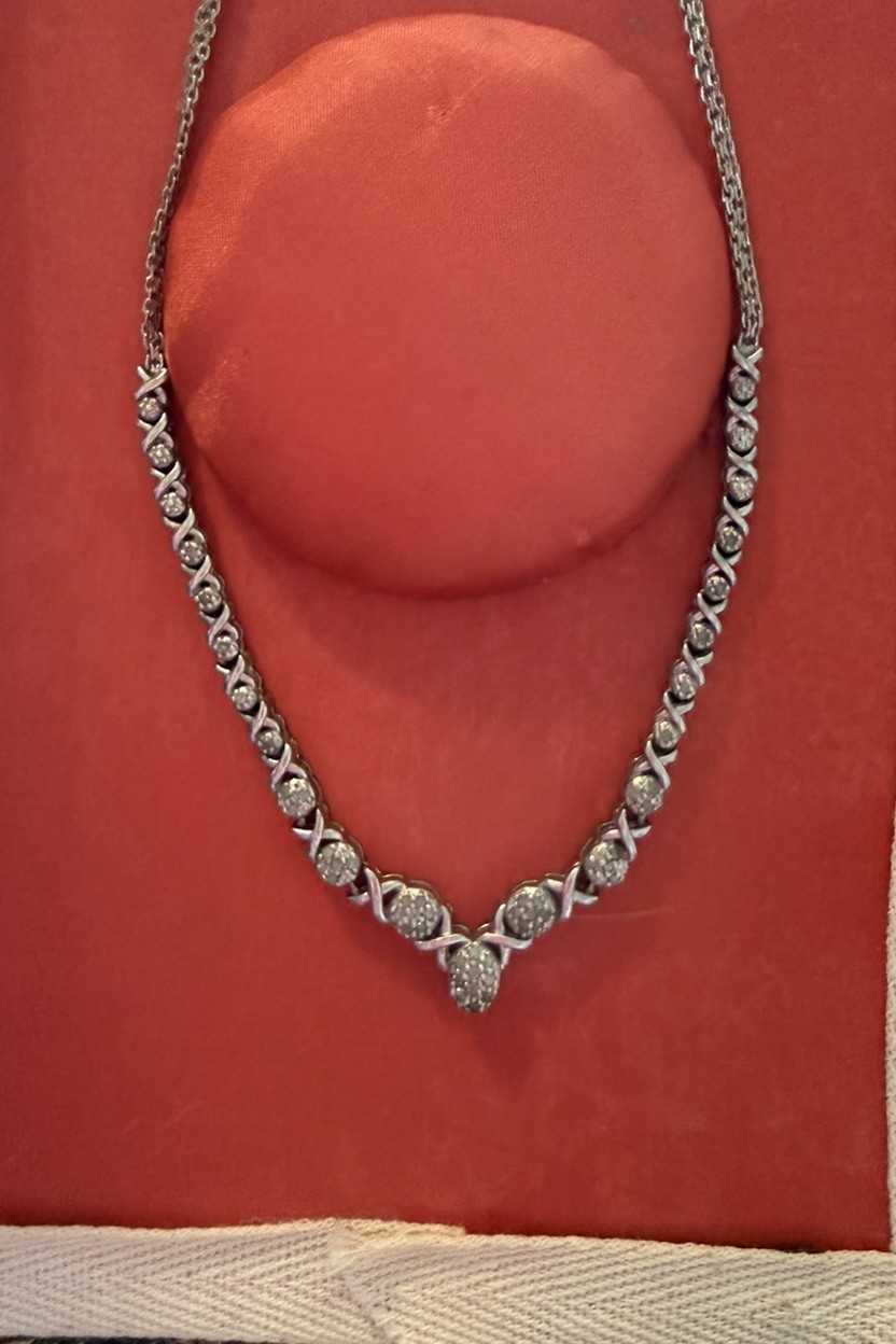 Dazzling Sterling Silver 1/2 Carat TW Diamond Tennis Necklace – 17″ length