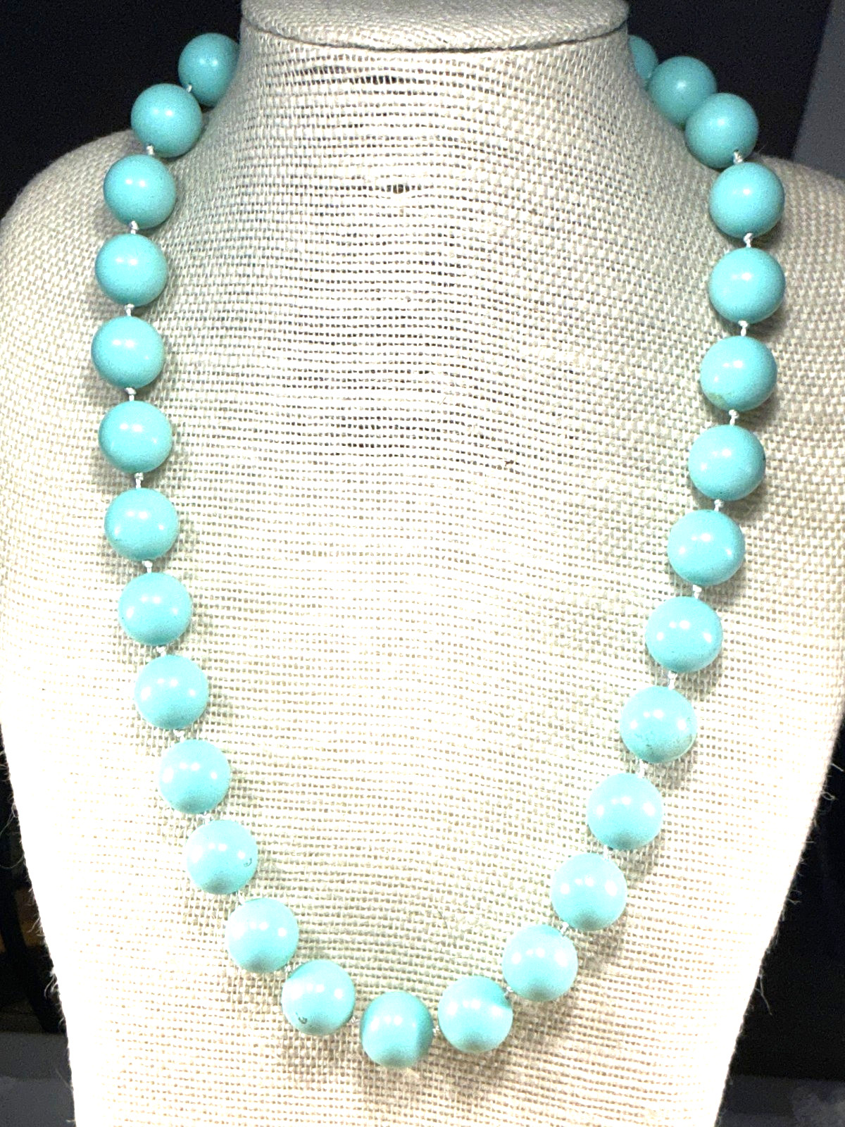 Fashion Necklace Smooth Turquoise Gemstone Heavy Chunky Knotted Choker Lot 88C