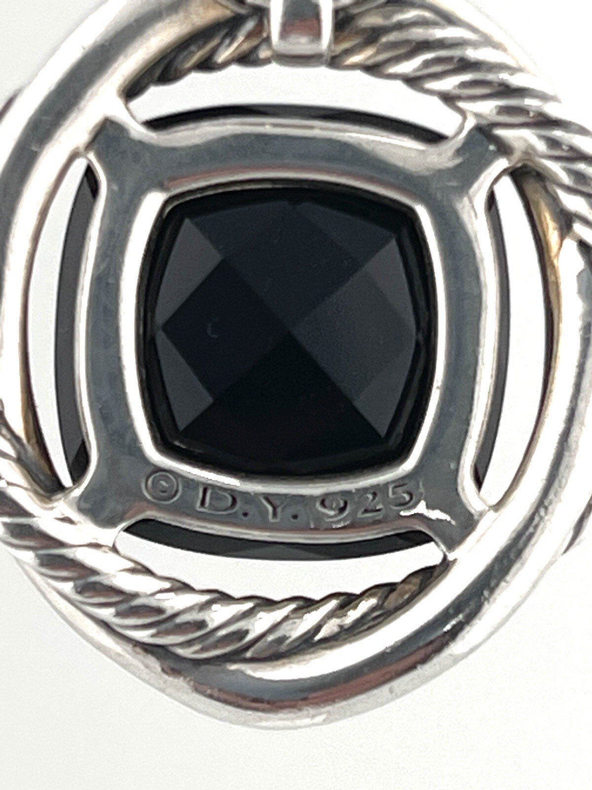 David Yurman Sterling Silver Infinity 14mm Black Onyx Pendant 18″ Necklace 925
