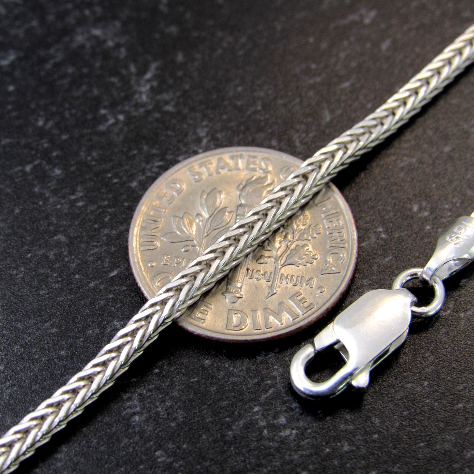 Solid 925 Sterling Silver Italian Foxtail Chain Necklace, Braided Chevron Weave