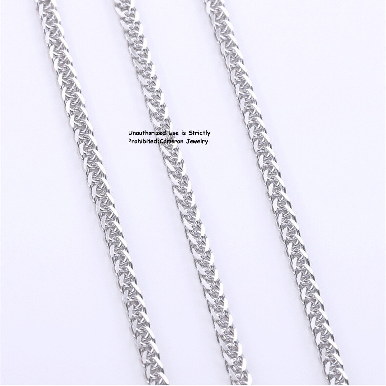 Pure S999 Fine Silver 999 Chain Men Women 1.2-3mm Wheat Link Necklace 16-32inch