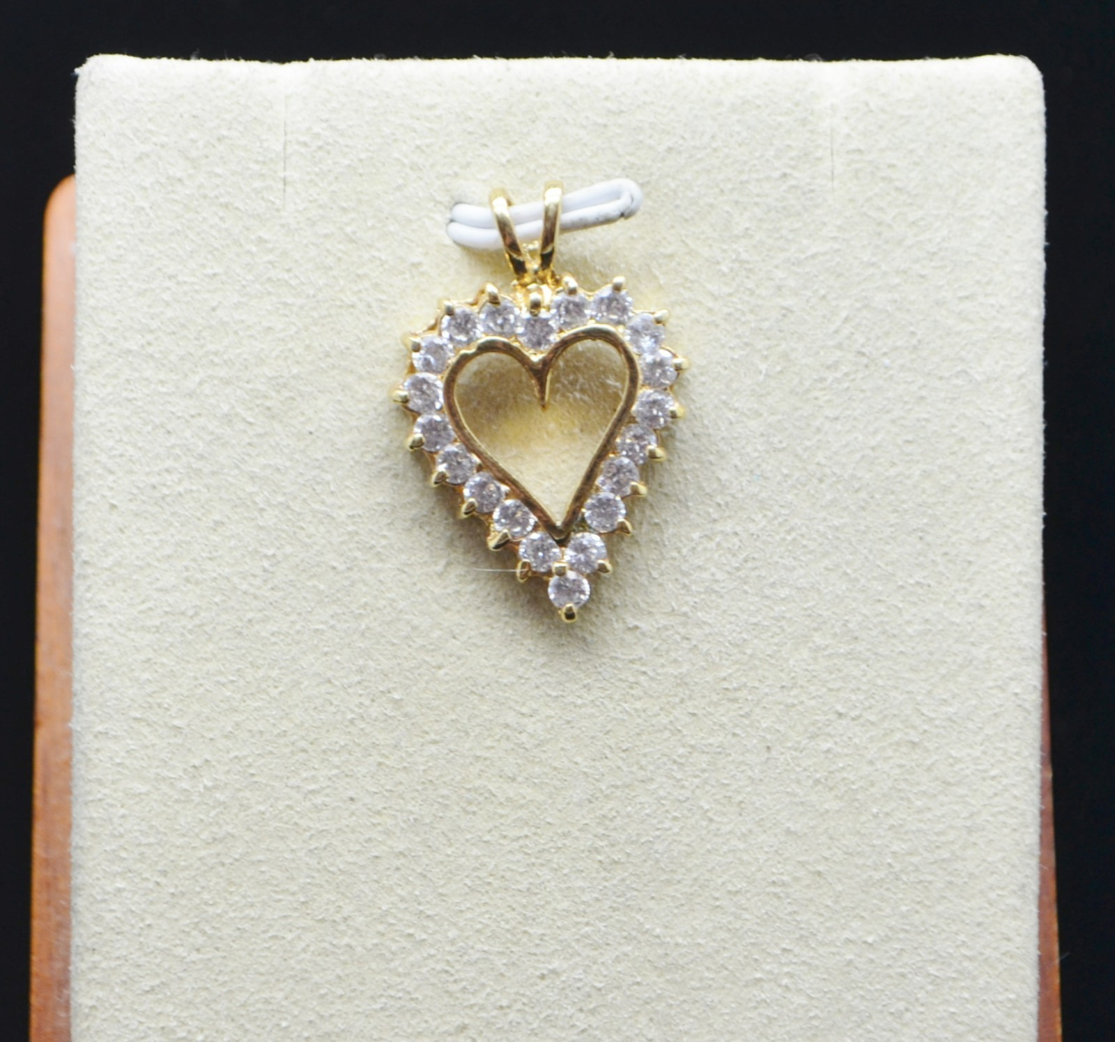 Sterling Silver Gold Toned Heart w/ Clear Gems Pendant / Charm #FMH131
