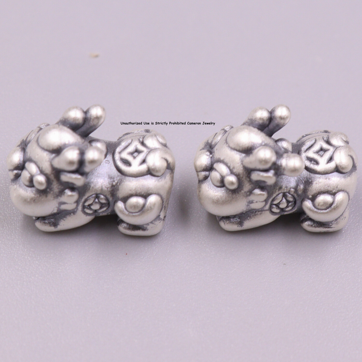 2pcs Pure S999 Fine Silver Women Wealth Coin Dragon Pixiu Baby Pendant