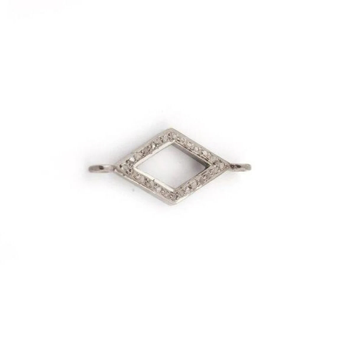 Rhombus Shape Pendant,Pave Diamond Pendant,925 Silver,27x11mm,Connector Pendant