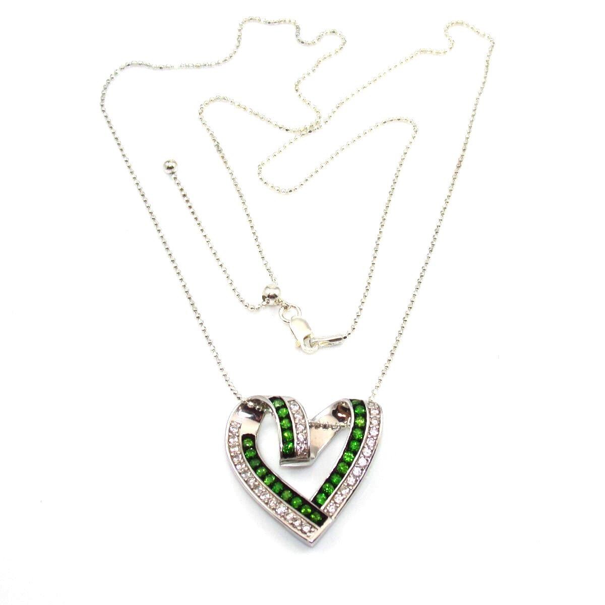 Sterling Silver Necklace Tsavorite Garnet Topaz Heart Bead Ball Disco Chain Adj