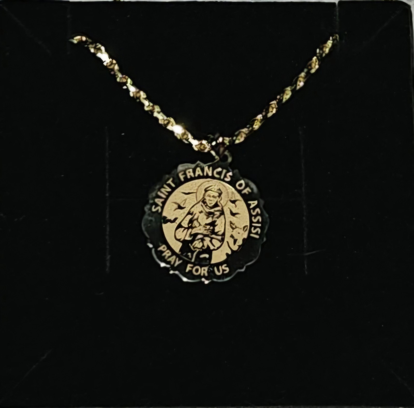 New Large Saint Francis of Assisi 14k Solid Gold Medal and 24″ Chain