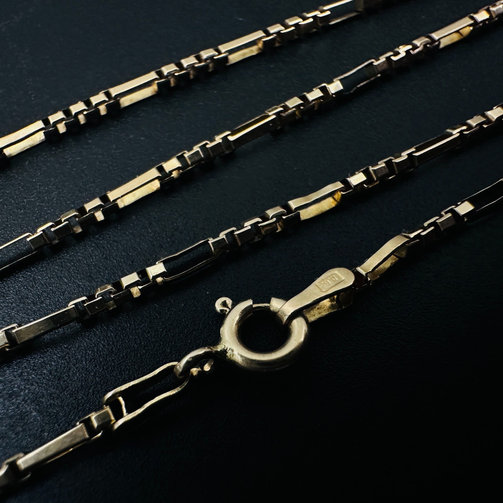 Solid 14K Yellow Gold Figaro Box Link Hybrid Chain Necklace 1.4mm, 24 1/2″, 5.6g