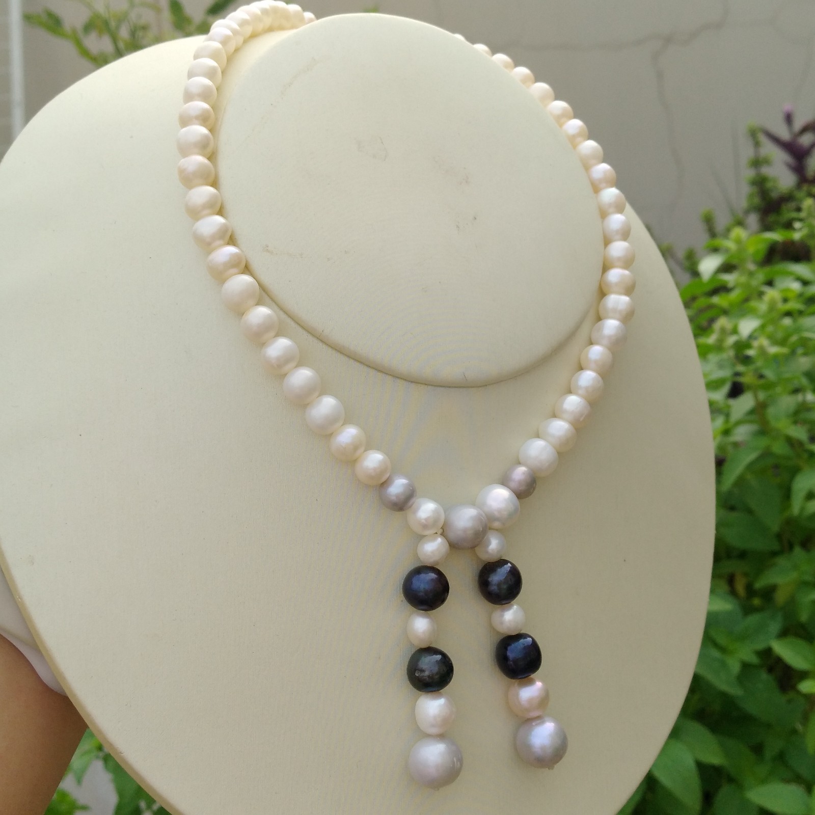 17in Design Pretty AAA+ South Sea White Multi-color Pearl Necklace 14k Gold P