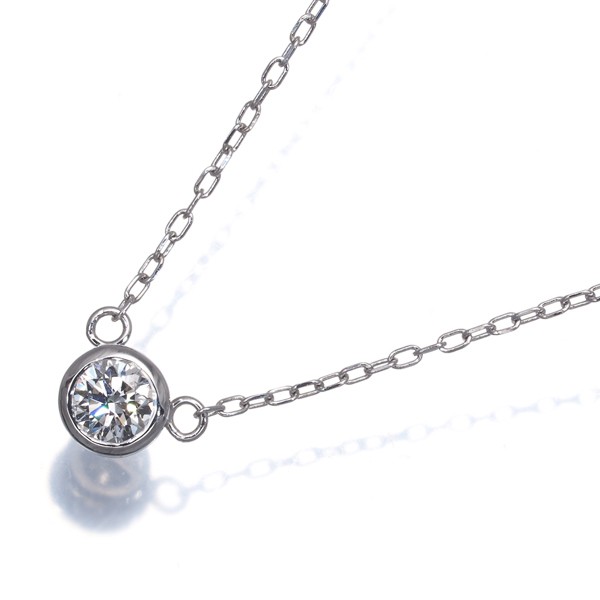 Diamond 0.20ct Bezel setting Solitaire Necklace 900 850 Platinum