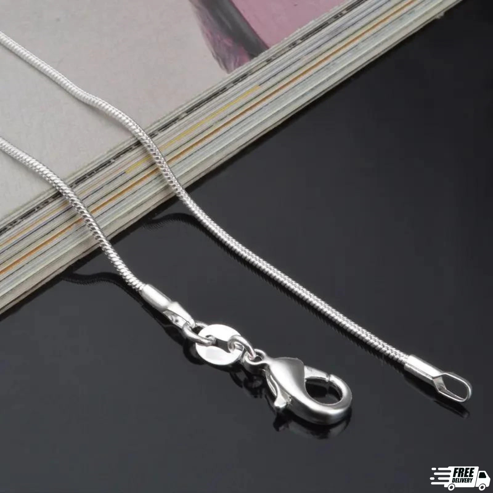 Men&Women’s 925 Sterling Silver Tarnish-Free Italian Snake Chain Necklace 16-38″