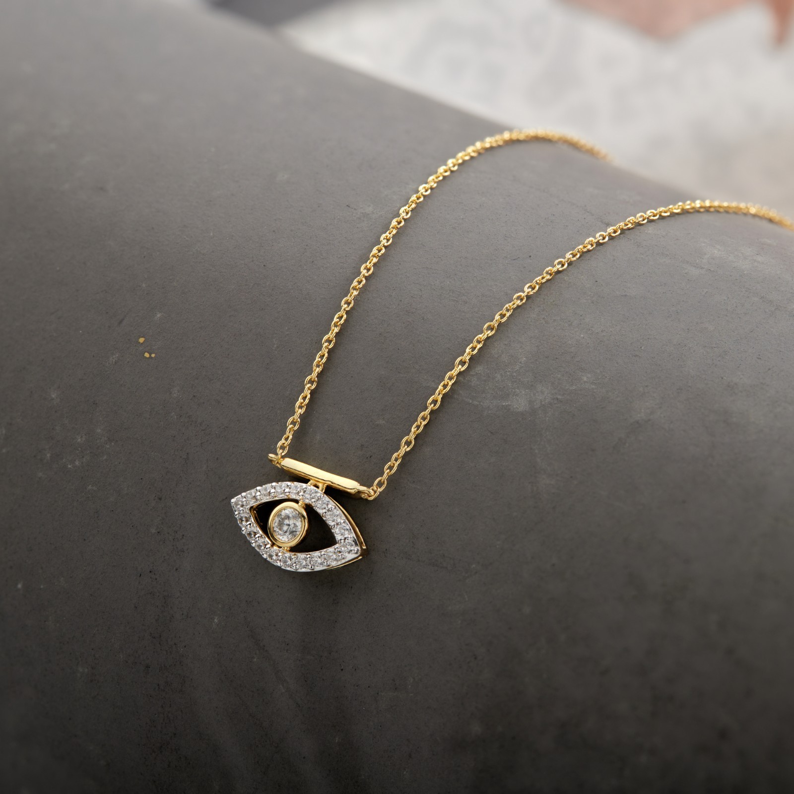 Evil Eye Pendant For Her 0.20 Ct Lab Grown Diamond Round Cut 925 Sterling Silver