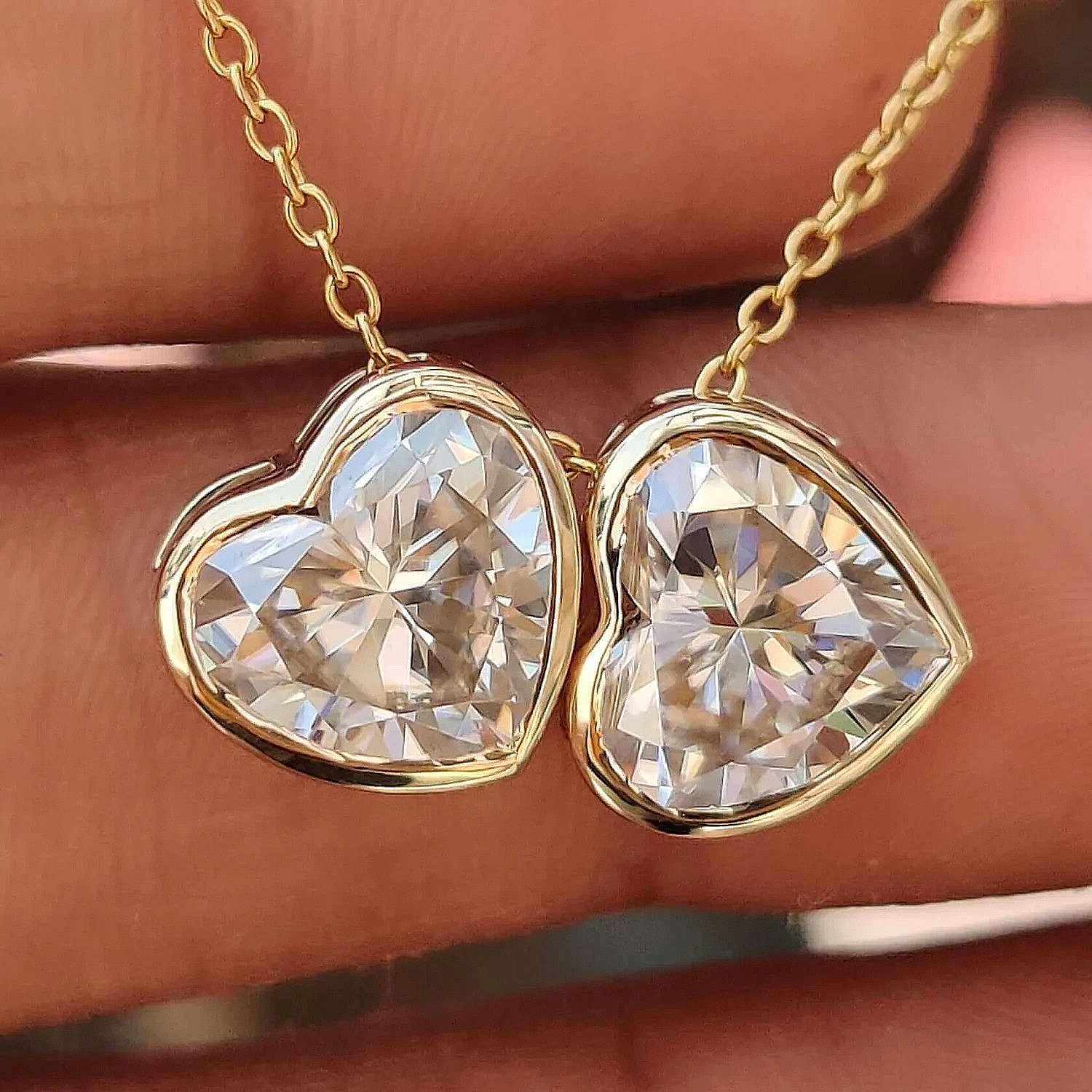 10 Ct Certified Treated Lovely White Diamonds Heart Pendant,925- Great Look