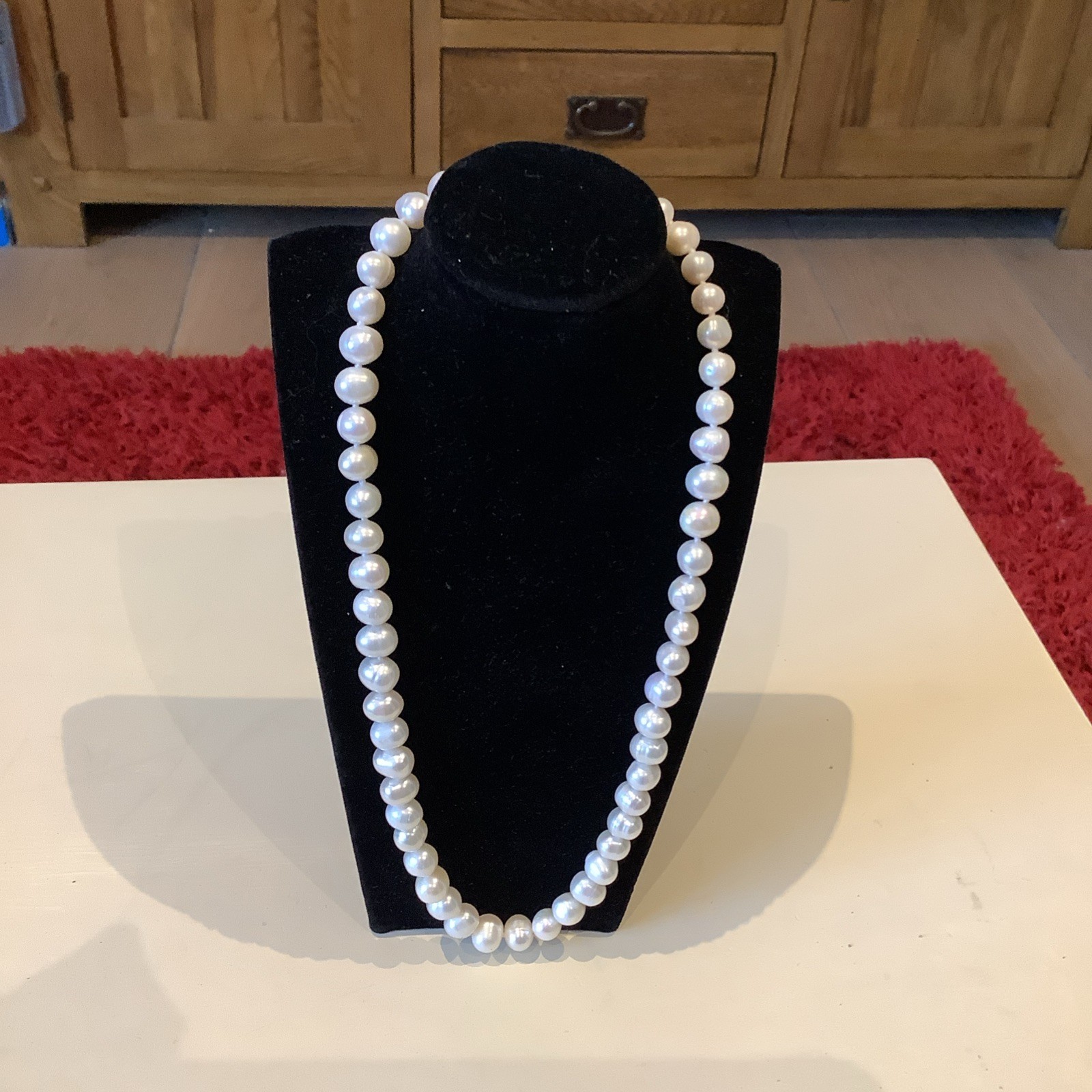 Pearl Necklace Real Baroque Cultured Freshwater Pearls 925 Silver Rose Clasp