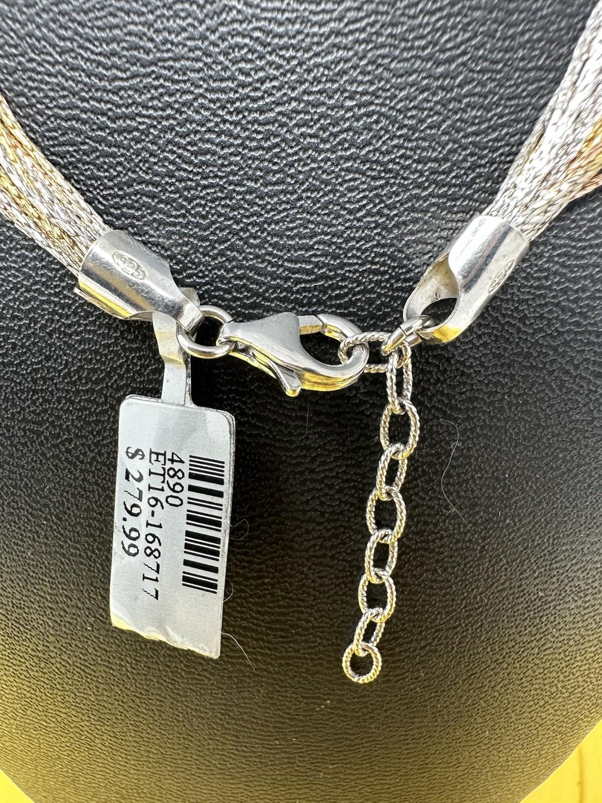 Sterling Silver Italian 20 Stranded Choker Necklace & Bracelet Set 42g 16”+ 7”+