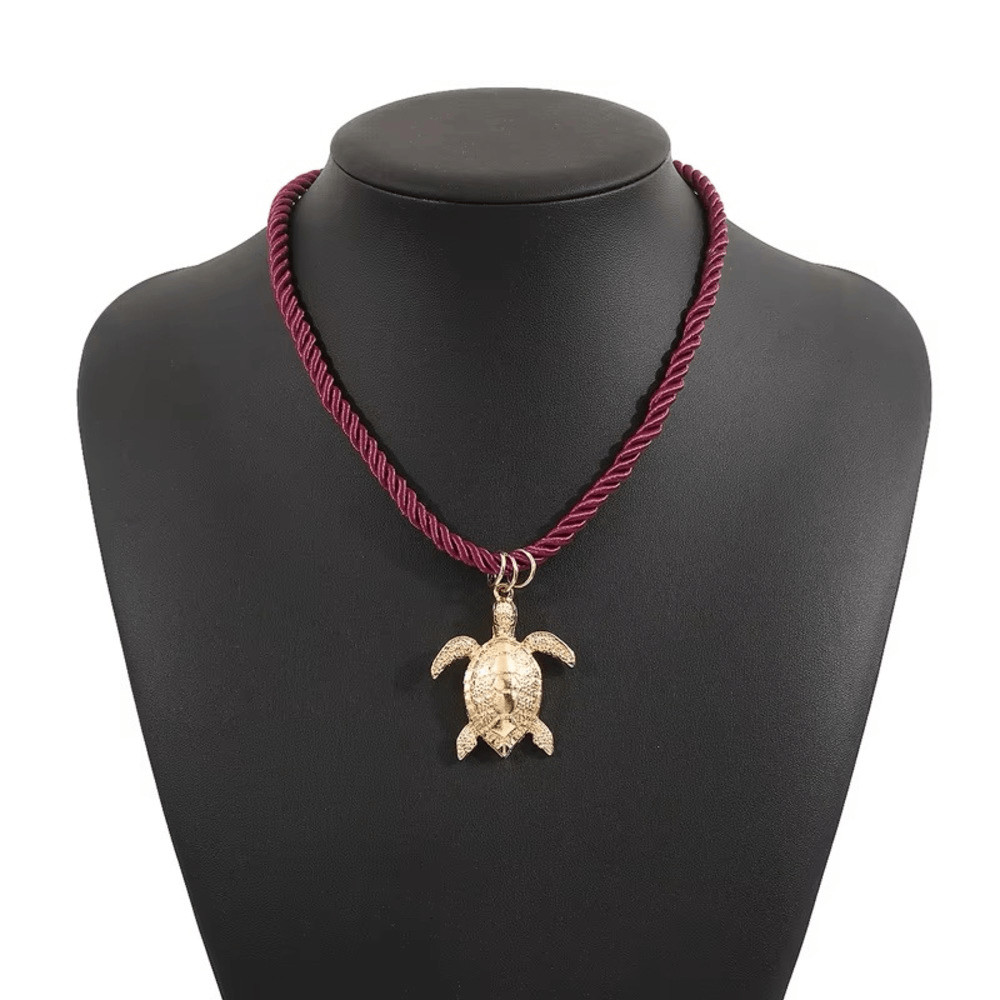 Gold Turtle on a Rope Necklace